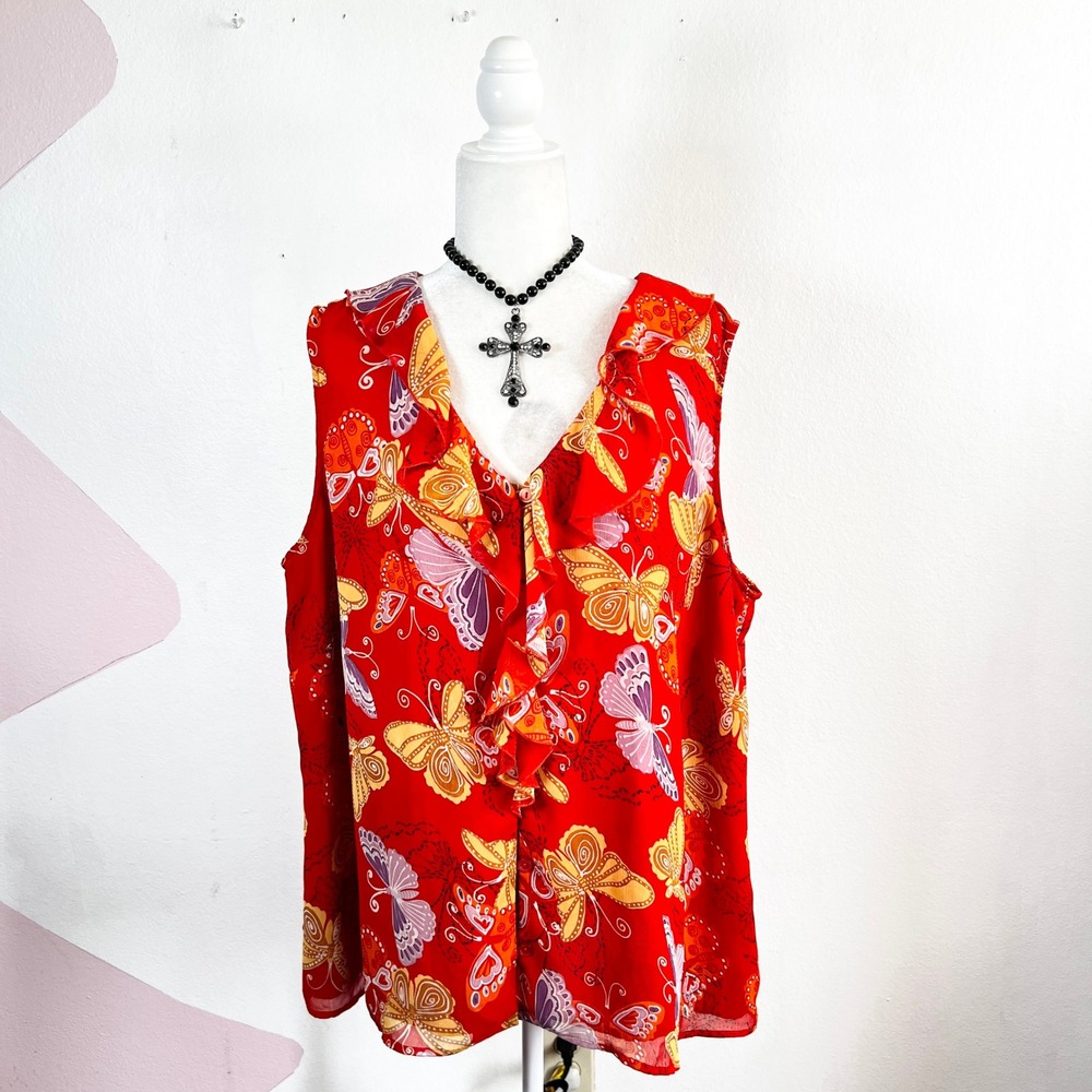 Vintage Y2k Butterfly Tank Top Sz 3X Festival Y2K 2000s Fairycore